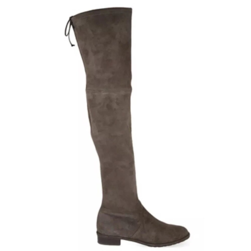 Stuart Weitzman Lowland OTK Boots Gray Suede 7 Minimalist Feminine Quiet Luxury - Picture 6 of 10